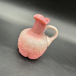 Antique Victorian Challinor Taylor Forget Me Not Floral Pink Glass Pitcher READ